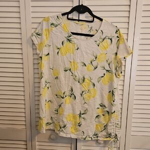 Belle by Kim Gravel Lemon Print Short Sleeve Top